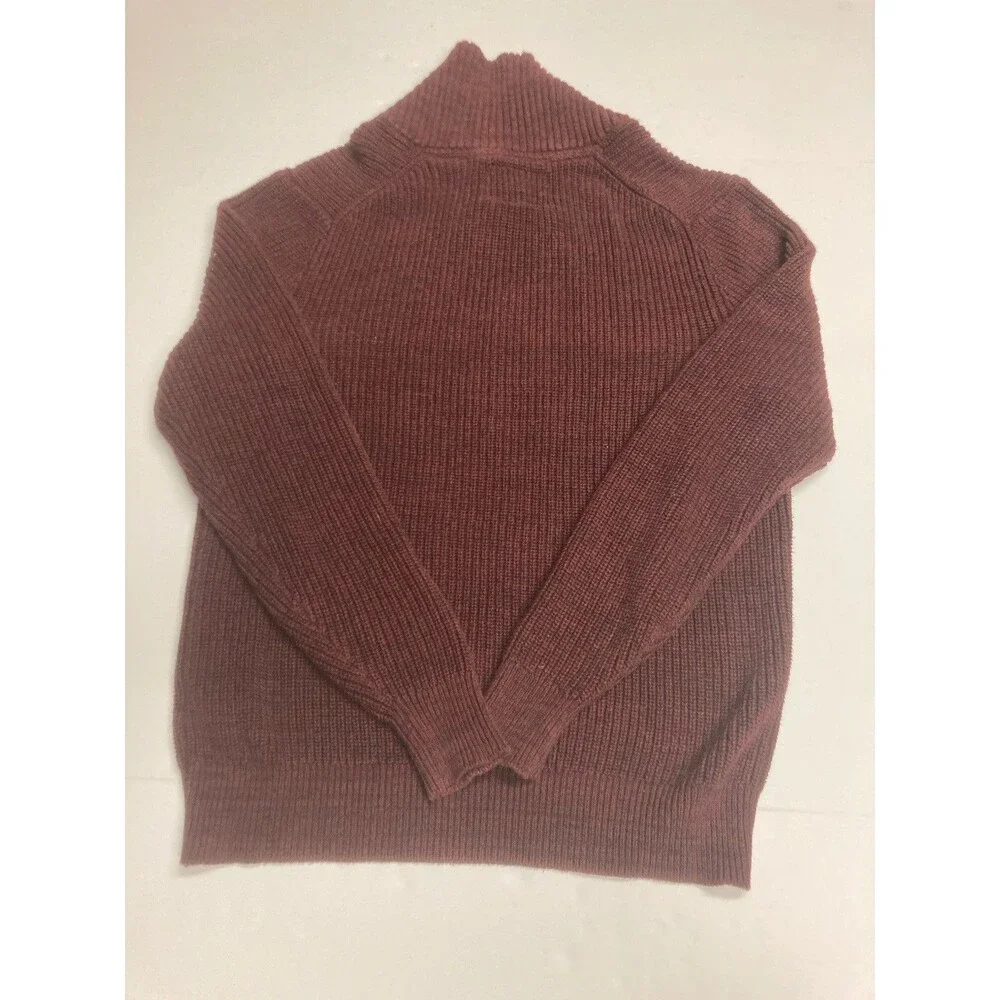 Weatherproof Men's Cotton Ribbed Knit Mock Neck Pullover Sweater Burgundy L